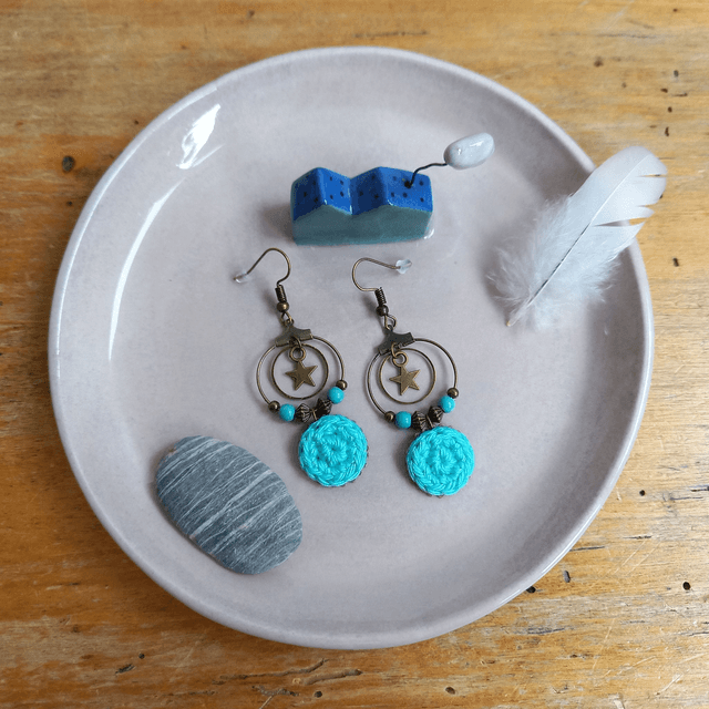 Boucles d'oreille Mon étoile - vert d'eau