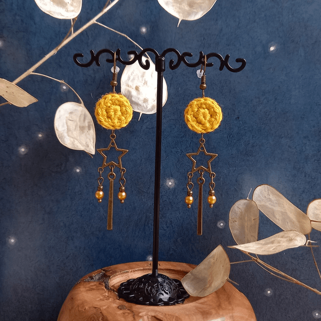 Boucles d'oreille Etoiles filantes - Jaunes