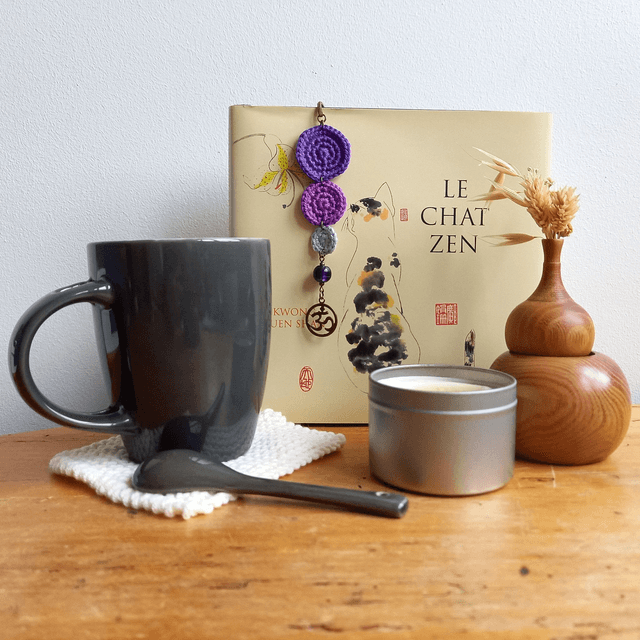 Marque-pages violet et bronze - Symbole Om