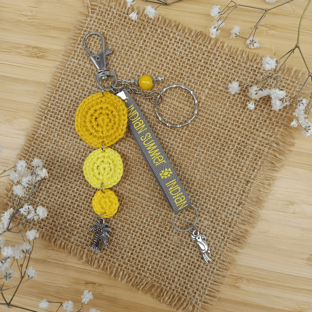 Bijou de sac / porte-clés jaune - Eté indien