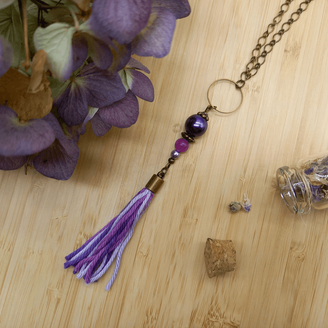 Parure violette et bronze - Sautoir Herbes Folles