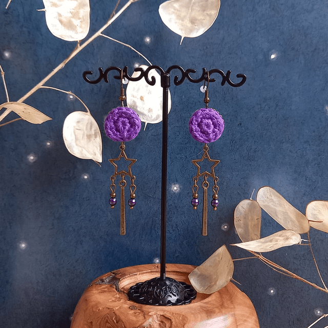 Boucles d'oreille Etoiles filantes - Violettes