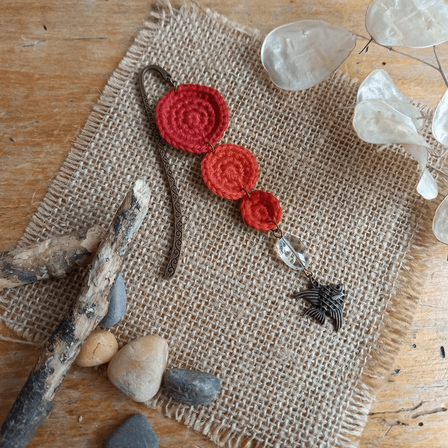 Marque-pages rouge et bronze - Poisson