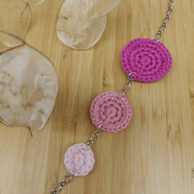 Parure rose et argentée - Sautoir Naissance d'une fleur