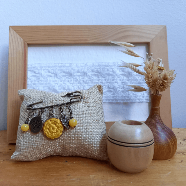 Broche jaune et bronze - Arbre