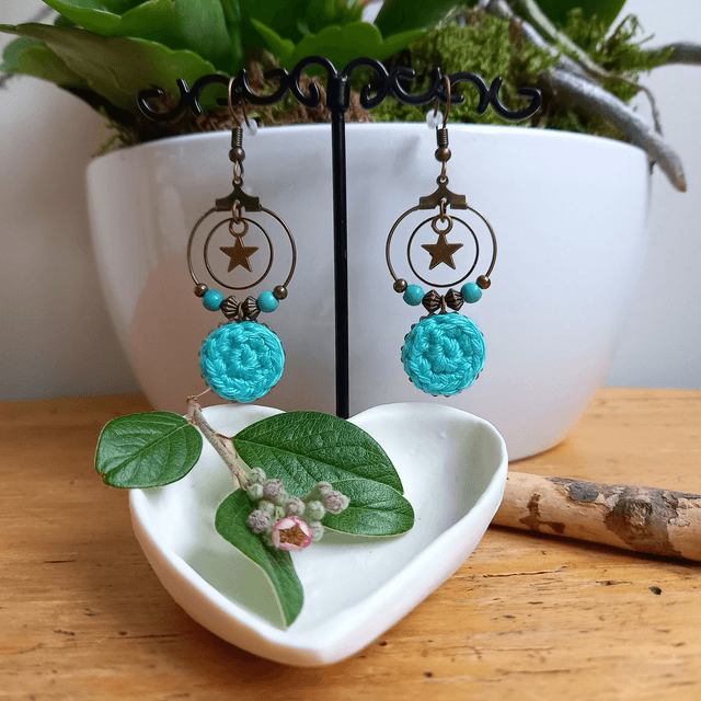 Boucles d'oreille Mon étoile - vert d'eau