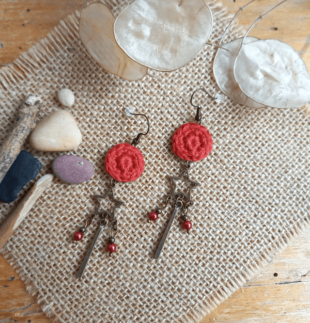 Boucles d'oreille Etoiles filantes - Rouges