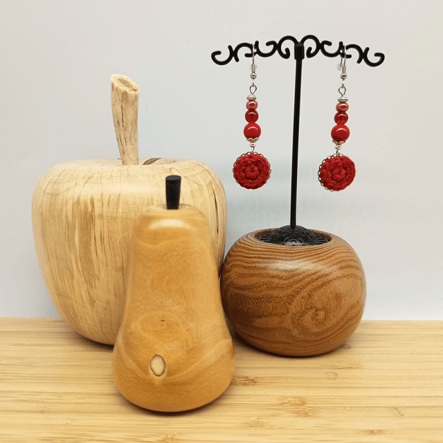 Parure rouge et argenté 2 - Boucles d'oreille rouge et argenté pendantes
