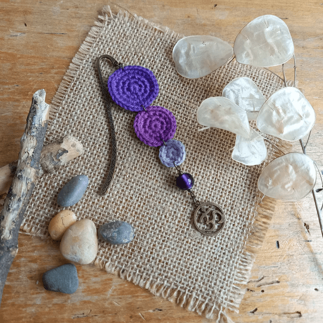 Marque-pages violet et bronze - Symbole Om