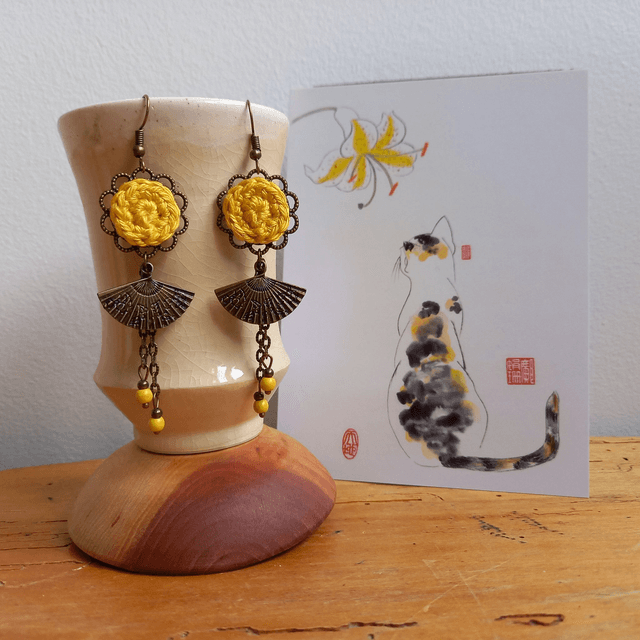 Boucles d'oreille Madame Hô - Jaunes