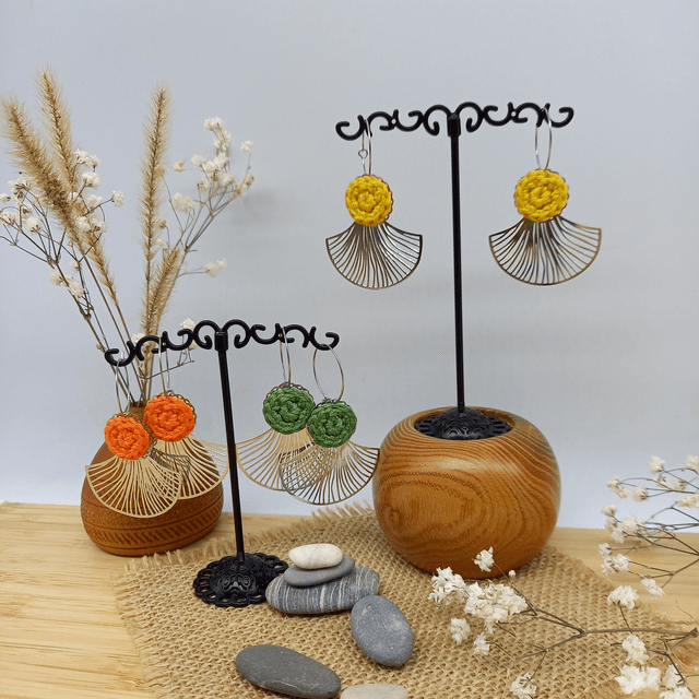 Boucles d'oreille 3 en 1 - Gingko