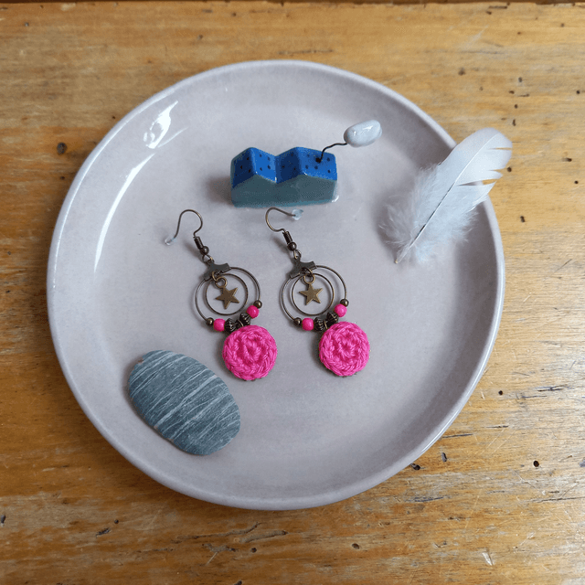 Boucles d'oreille Mon étoile - rose fuchsia