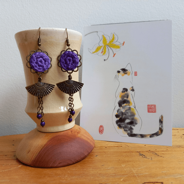 Boucles d'oreille Madame Hô - Violettes