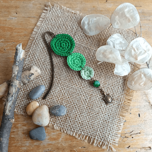 Marque-pages vert et bronze - Tortue