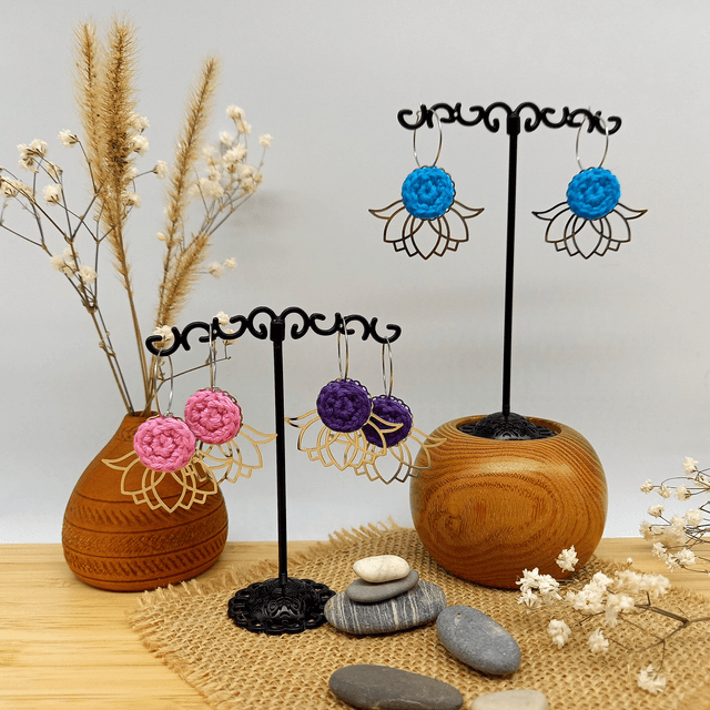 Boucles d'oreille 3 en 1 - Lotus