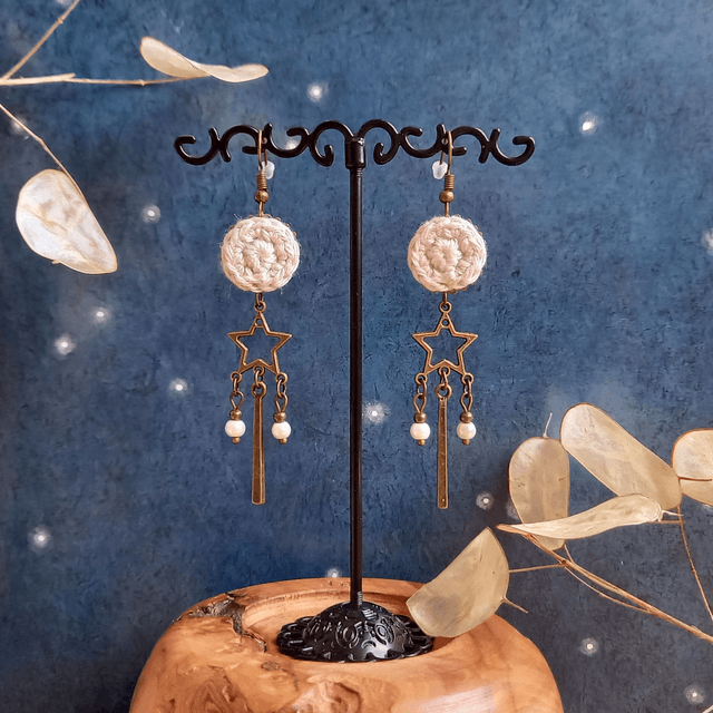 Boucles d'oreille Etoiles Filantes - Gris perle