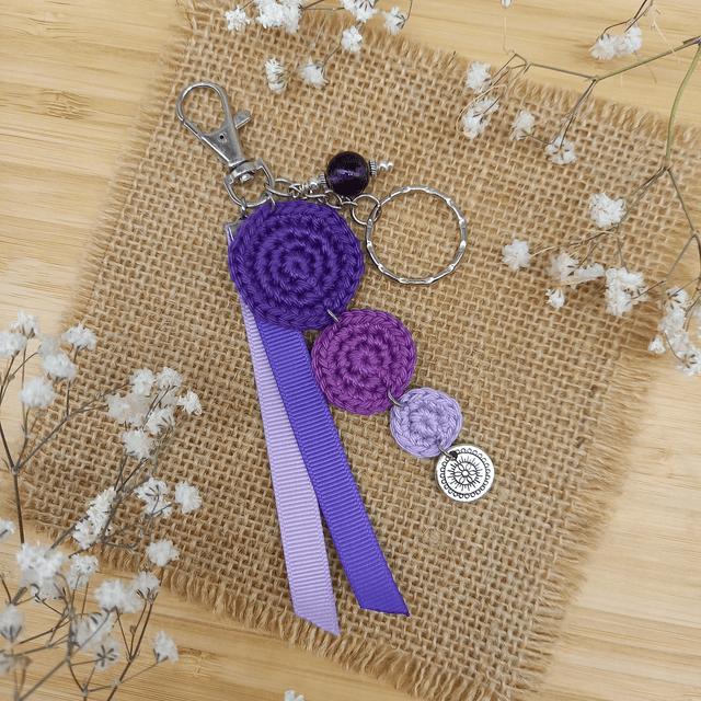Bijou de sac / porte-clés violet - Mandala