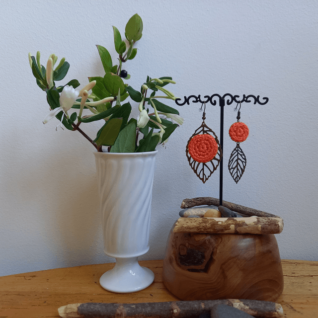 Boucles d'oreille asymétriques Feuille - Oranges