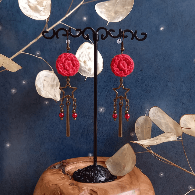 Boucles d'oreille Etoiles filantes - Rouges