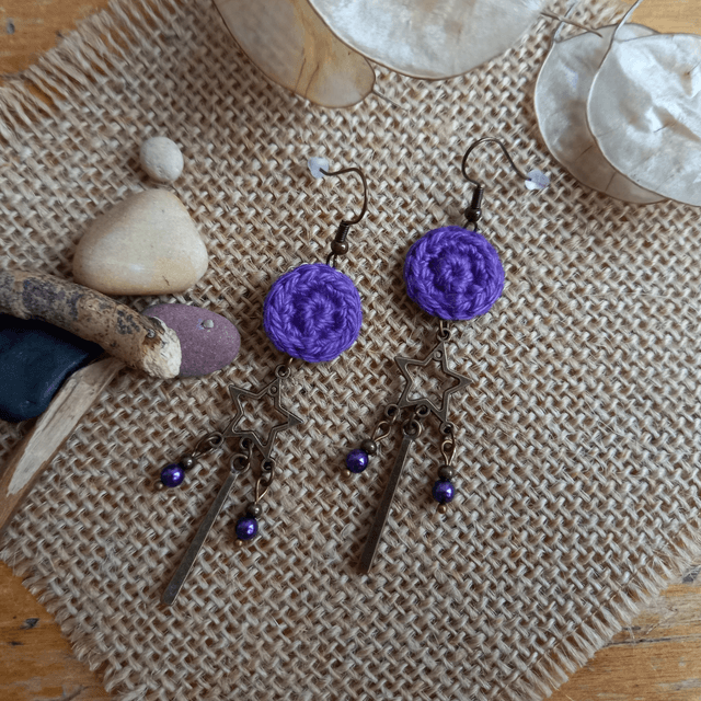 Boucles d'oreille Etoiles filantes - Violettes
