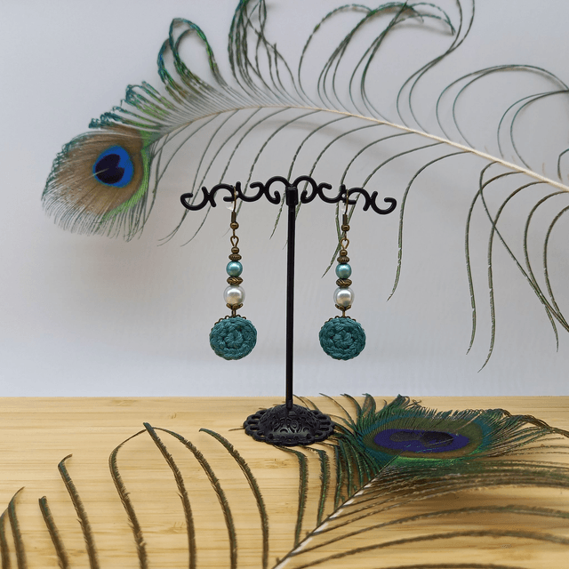 Parure turquoise et bronze - Boucles d'oreille turquoise pendantes