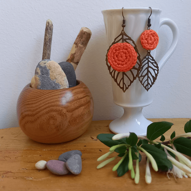Boucles d'oreille asymétriques Feuille - Oranges