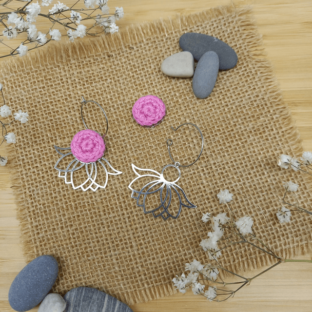 Boucles d'oreille 3 en 1 - Lotus